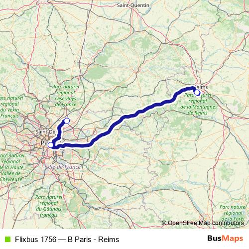 Flixbus 1756 bus Line Map