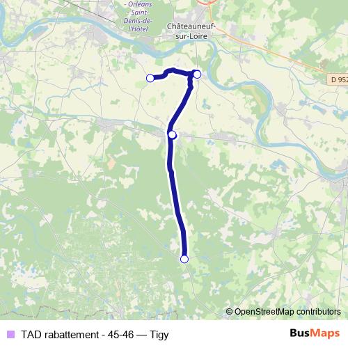 TAD rabattement - 45-46 bus Line Map