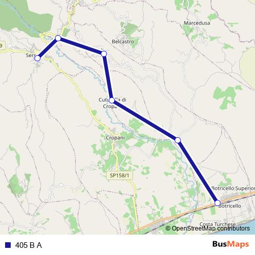 405 B A bus Line Map