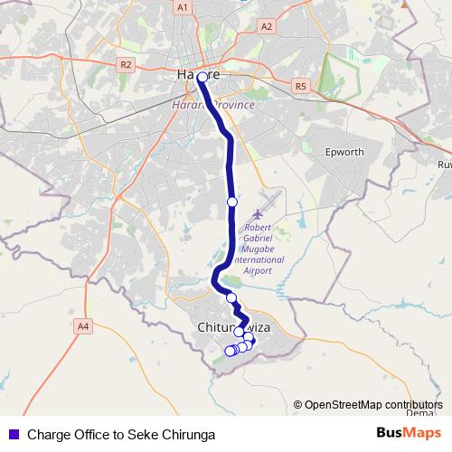 Charge Office to Seke Chirunga bus Line Map