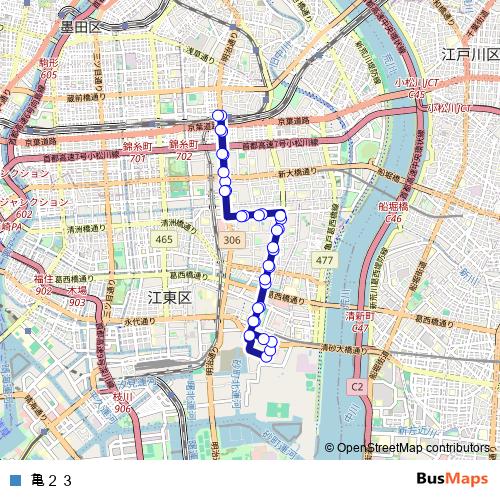 亀２３ bus Line Map