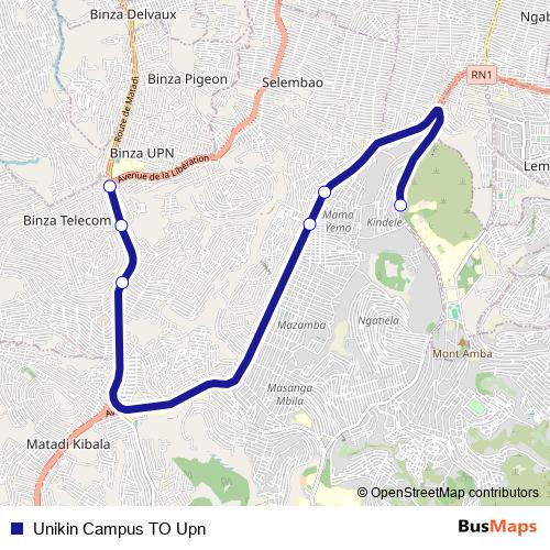 Unikin Campus TO Upn bus Line Map