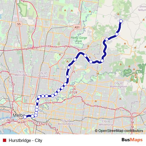 Hurstbridge - City metro Line Map