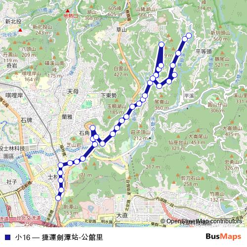 小16 bus Line Map