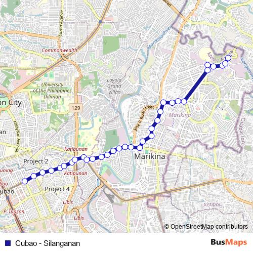 Cubao - Silanganan bus Line Map