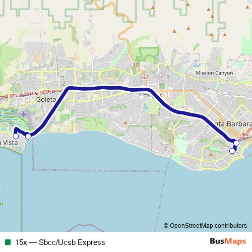 15x bus Line Map
