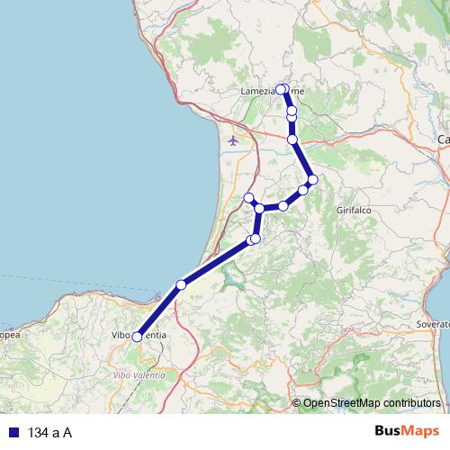134 a A bus Line Map