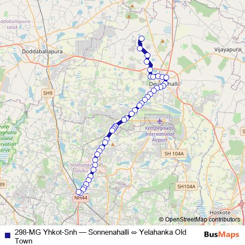 298-MG Yhkot-Snh bus Line Map