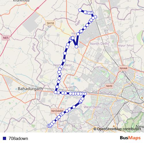 708adown bus Line Map