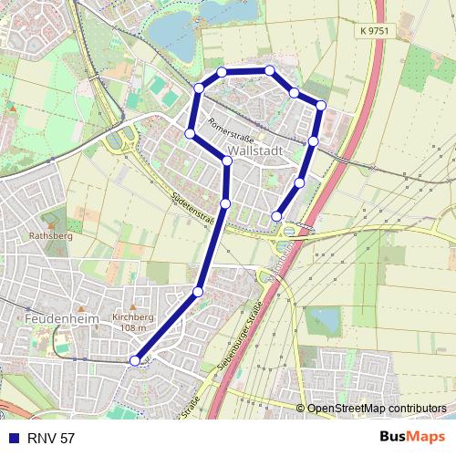 RNV 57 bus Line Map