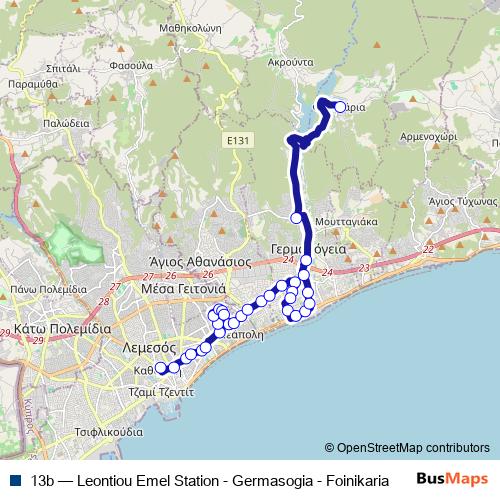 13b bus Line Map