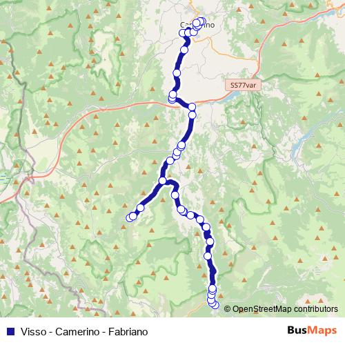 Visso - Camerino - Fabriano bus Line Map