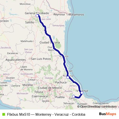 Flixbus Mx510 bus Line Map