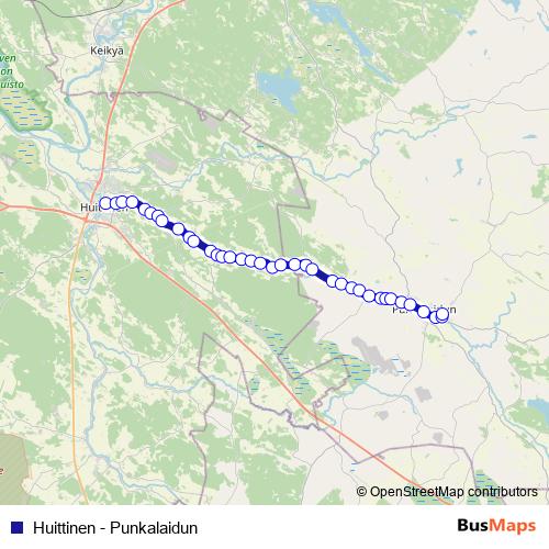 Huittinen - Punkalaidun bus Line Map