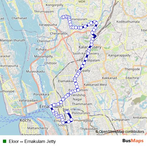 Eloor ↔ Ernakulam Jetty bus Line Map