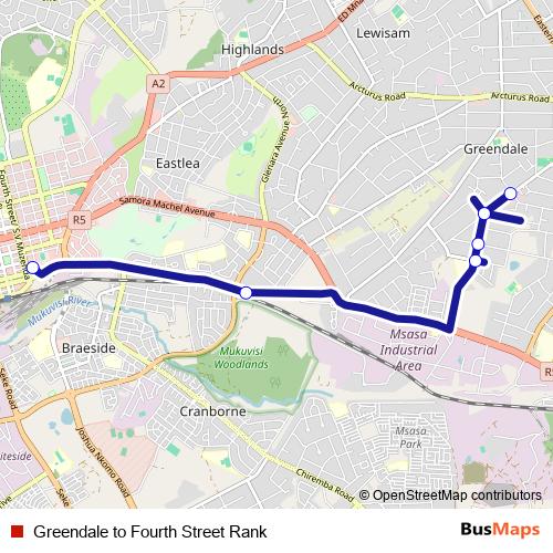 Greendale to Fourth Street Rank bus Line Map