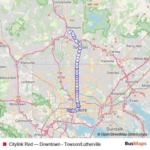 Citylink Red bus Line Map
