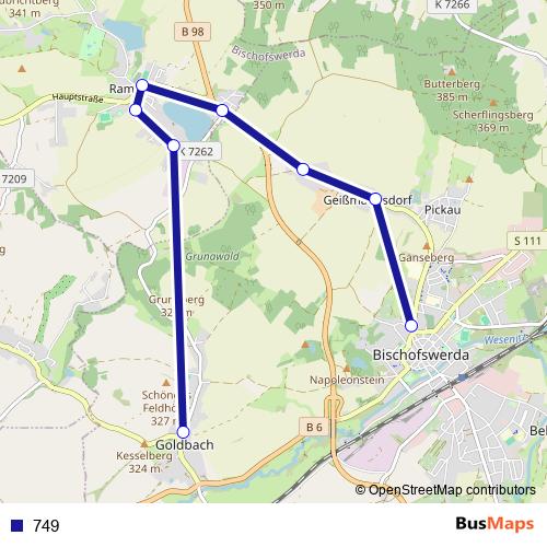 749 bus Line Map