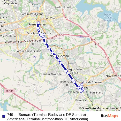 749 bus Line Map
