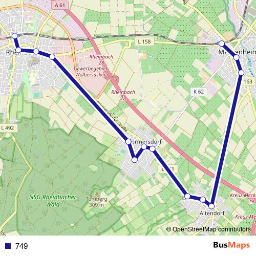749 bus Line Map
