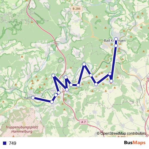 749 bus Line Map