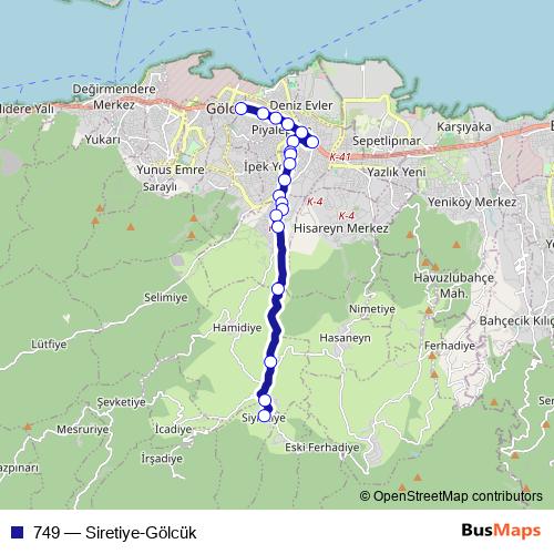 749 bus Line Map