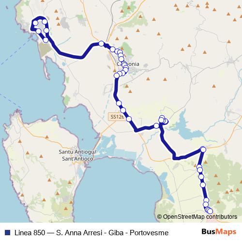 Linea 850 bus Line Map