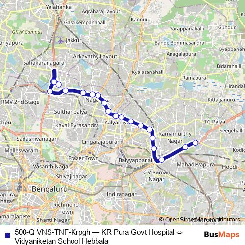 500-Q VNS-TNF-Krpgh bus Line Map
