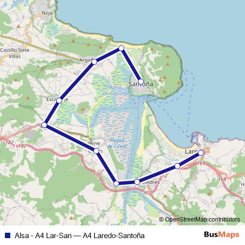 Alsa - A4 Lar-San bus Line Map