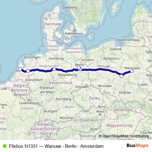 Flixbus N1331 bus Line Map