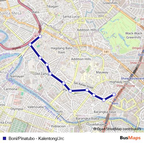 Boni/Pinatubo - Kalentong/Jrc bus Line Map