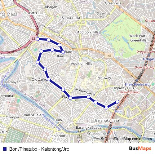 Boni/Pinatubo - Kalentong/Jrc bus Line Map