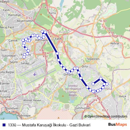 133ü bus Line Map