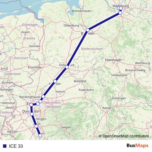 ICE 33 rail Line Map