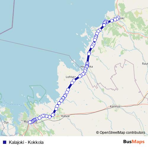 Kalajoki - Kokkola bus Line Map