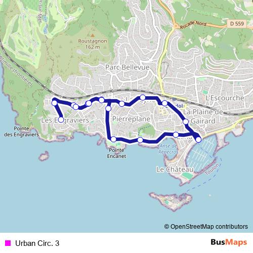Urban Circ. 3 bus Line Map