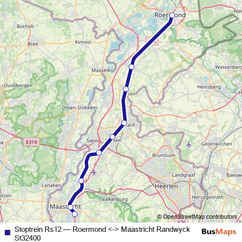 Stoptrein Rs12 rail Line Map