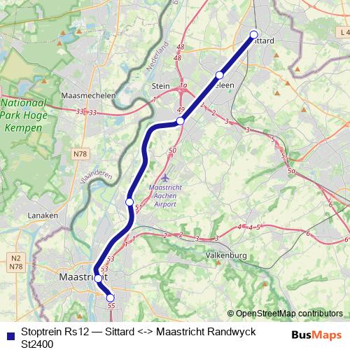 Stoptrein Rs12 rail Line Map