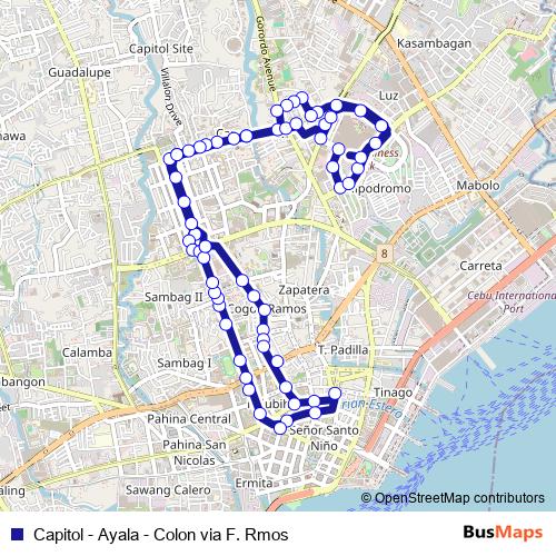 Capitol - Ayala - Colon via F. Rmos bus Line Map