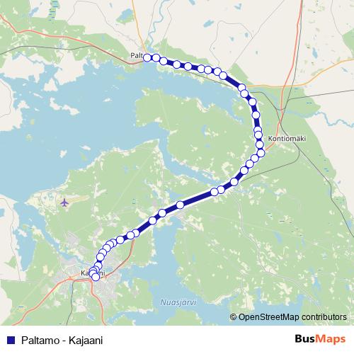 Paltamo - Kajaani bus Line Map