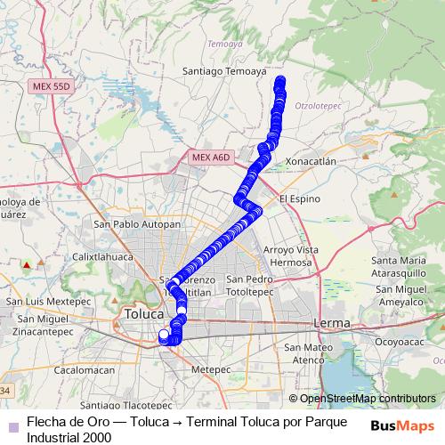 Flecha de Oro bus Line Map