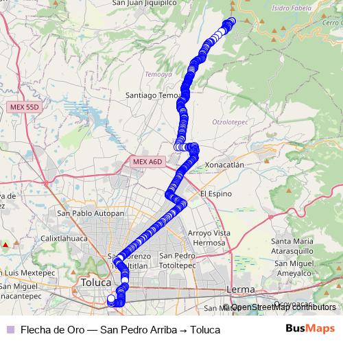 Flecha de Oro bus Line Map