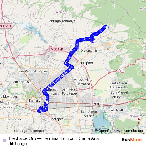 Flecha de Oro bus Line Map