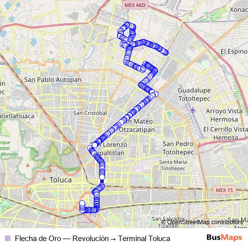 Flecha de Oro bus Line Map
