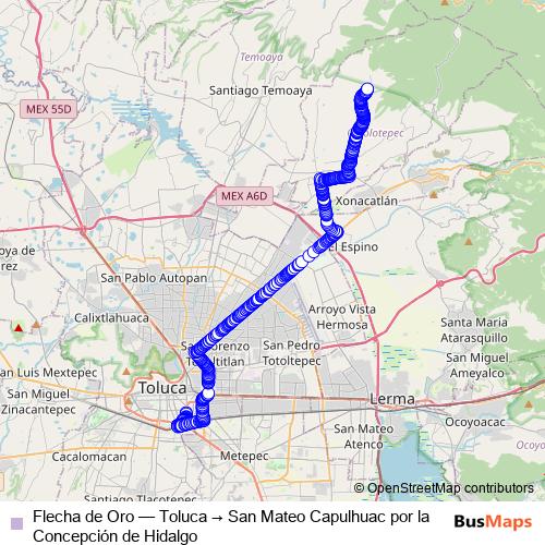 Flecha de Oro bus Line Map