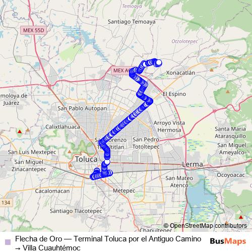 Flecha de Oro bus Line Map