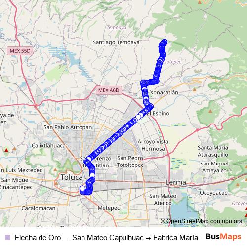 Flecha de Oro bus Line Map