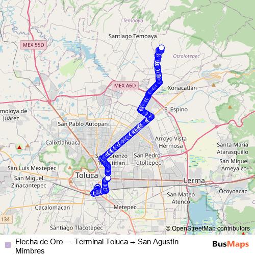 Flecha de Oro bus Line Map