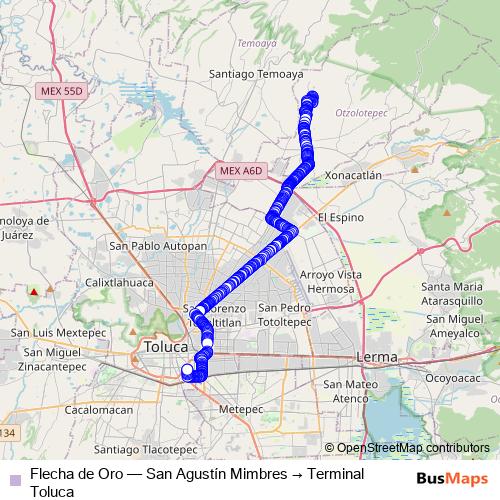 Flecha de Oro bus Line Map