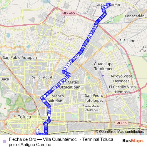 Flecha de Oro bus Line Map